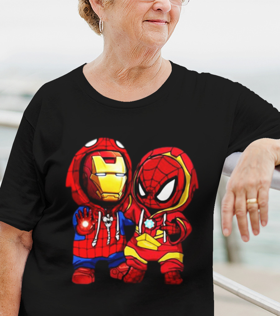 Baby Iron Man And Baby Spiderman Heroes Duo T-Shirt