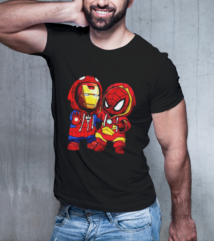 Baby Iron Man And Baby Spiderman Heroes Duo T-Shirt
