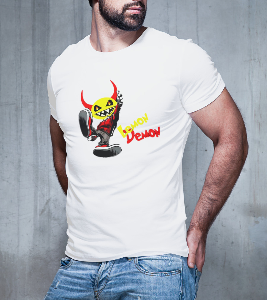 Lemon Demon Hip Hop Character In Sneakers With Red Devil Horns T-Shirt