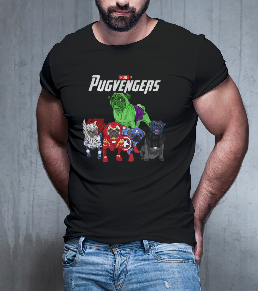 Marvel Avengers Pug Pugvengers Hulk Captain America Iron Man Thor Black Panther T-Shirt