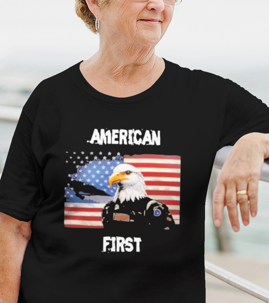 American Eagle Soldier American First US Flag Patriotic T-Shirt
