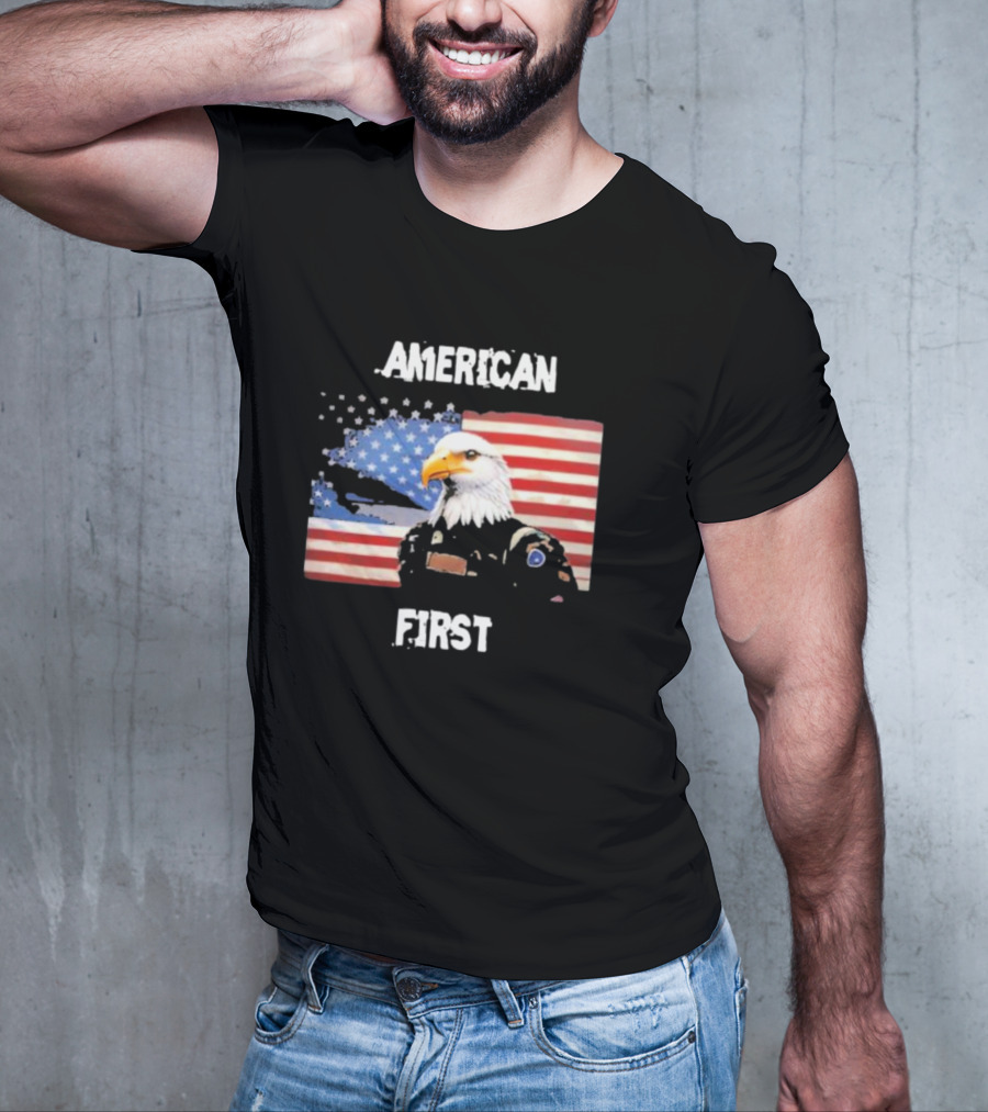 American Eagle Soldier American First US Flag Patriotic T-Shirt