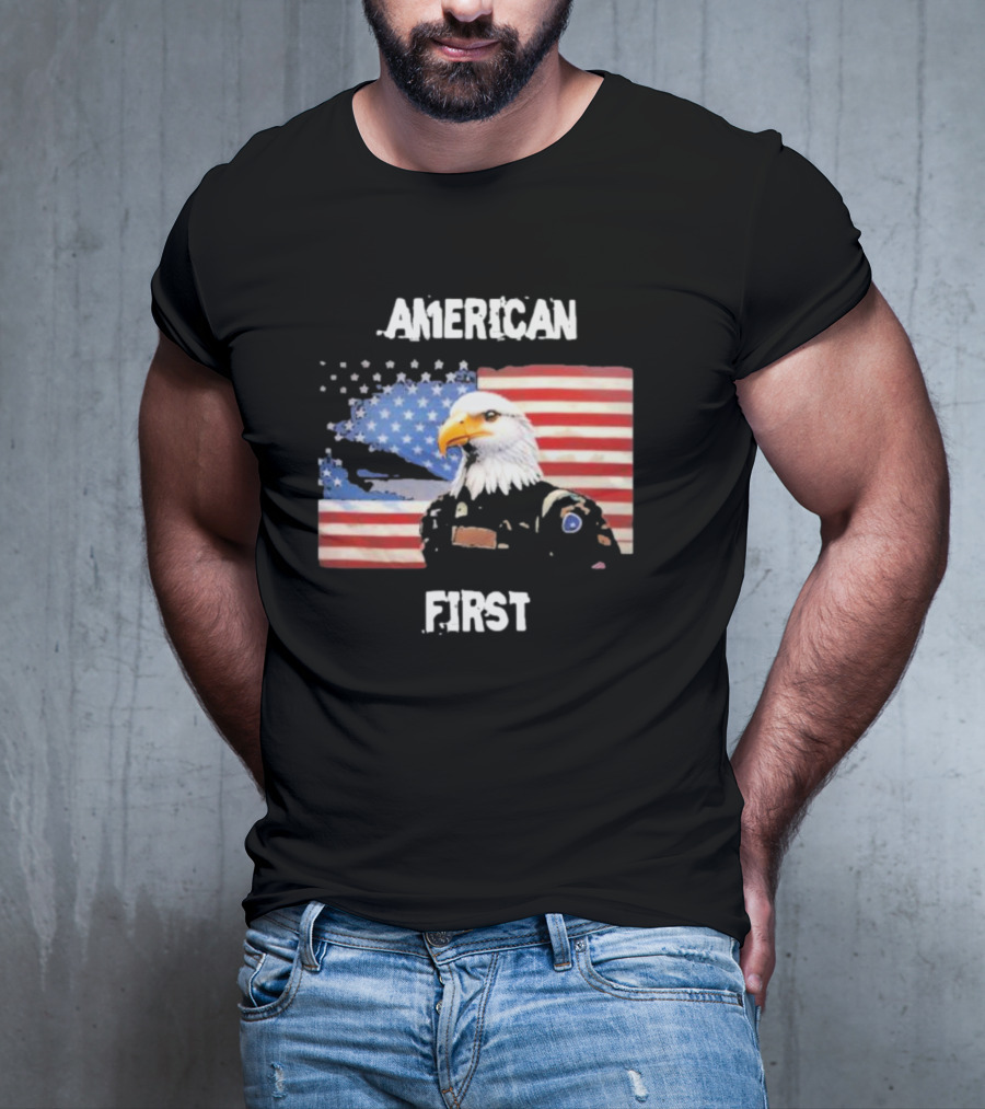 American Eagle Soldier American First US Flag Patriotic T-Shirt