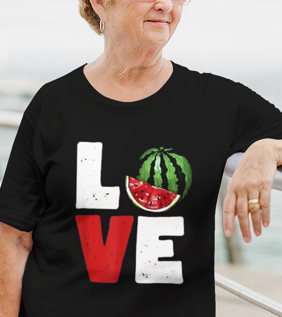 LOVE Watermelon Slice Typography T-Shirt
