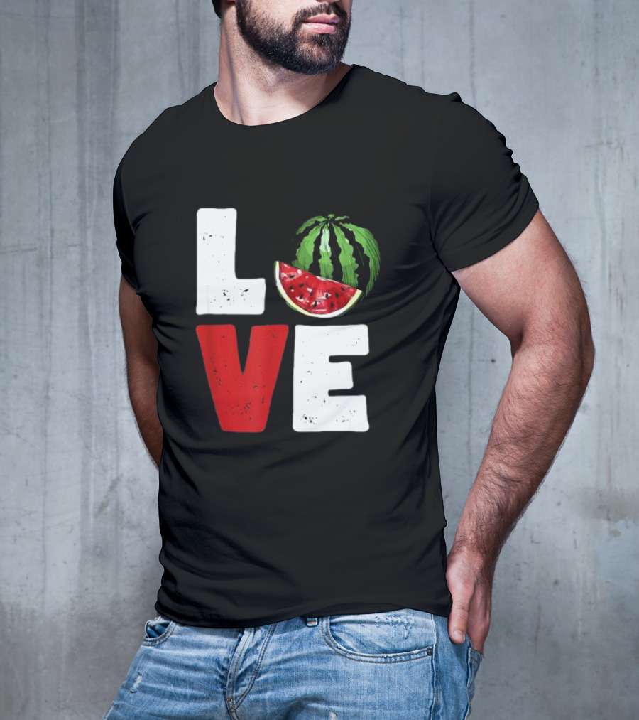 LOVE Watermelon Slice Typography T-Shirt
