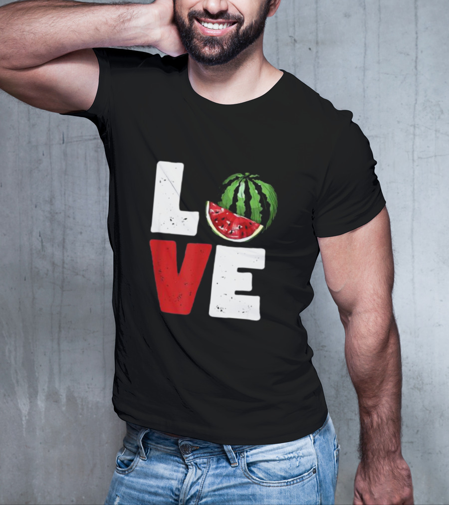 LOVE Watermelon Slice Typography T-Shirt