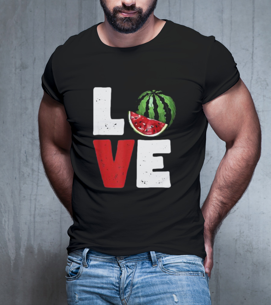 LOVE Watermelon Slice Typography T-Shirt