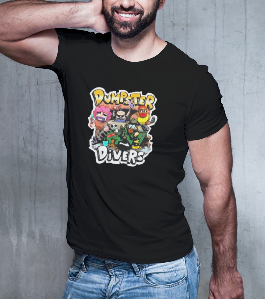 Neebs Gaming Merch Dumpster Divers Animated Character Adventure T-Shirt