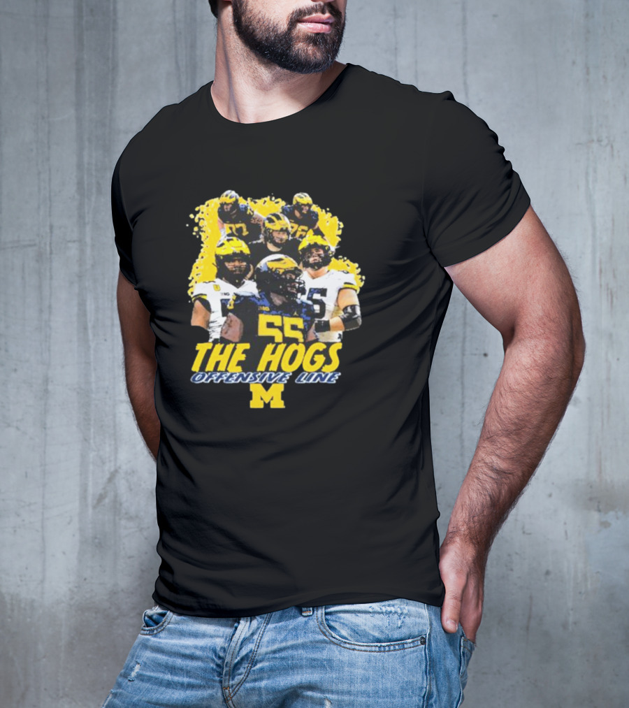 Valiant University Of Michigan Football The Hogs Offensive Line Team Spirit T-Shirt