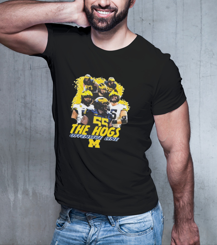 Valiant University Of Michigan Football The Hogs Offensive Line Team Spirit T-Shirt