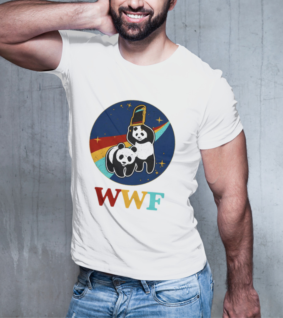 WWF Panda Bear Wrestling NASA Space T-Shirt