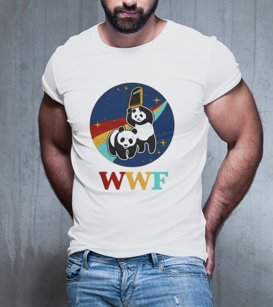 WWF Panda Bear Wrestling NASA Space T-Shirt