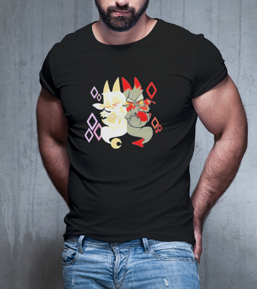 Buzzfeed Chikn Nuggit Devil And Angel Characters With Colorful Diamond T-Shirt