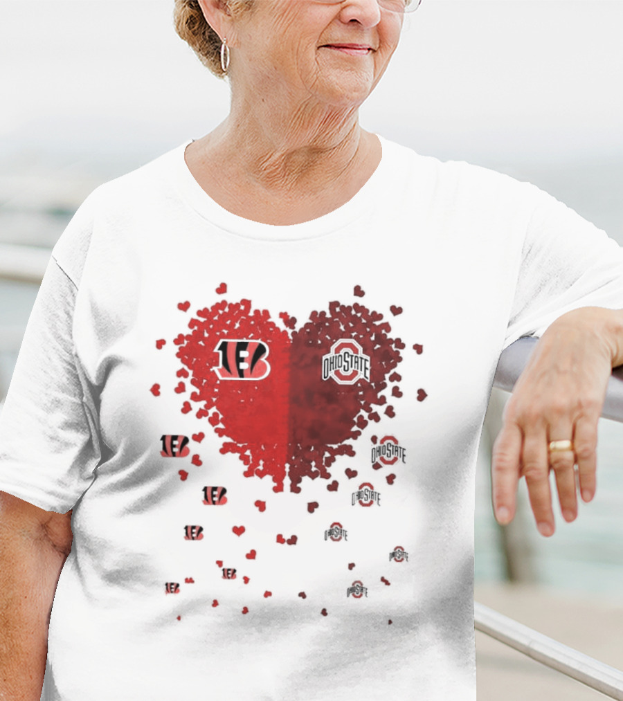 Cincinnati Bengals Ohio State Buckeye Heart Shape T-Shirt