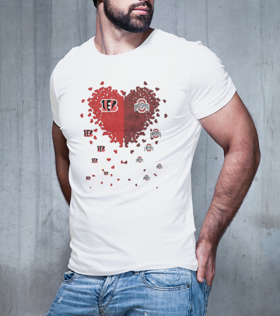 Cincinnati Bengals Ohio State Buckeye Heart Shape T-Shirt