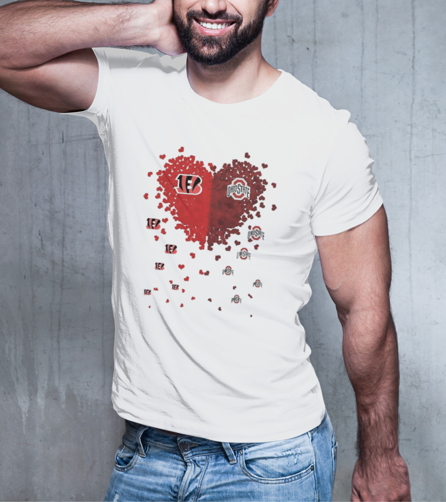 Cincinnati Bengals Ohio State Buckeye Heart Shape T-Shirt