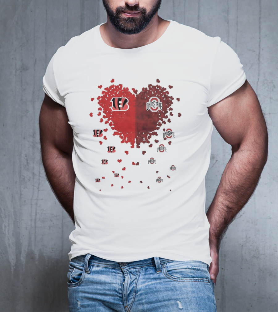 Cincinnati Bengals Ohio State Buckeye Heart Shape T-Shirt