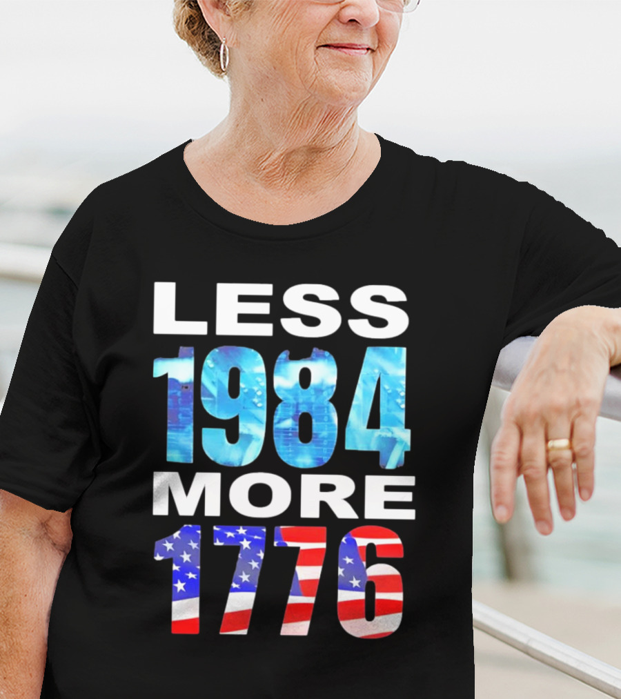 Hi-Rez The Rapper Less 1984 More 1776 American Flag Text T-Shirt