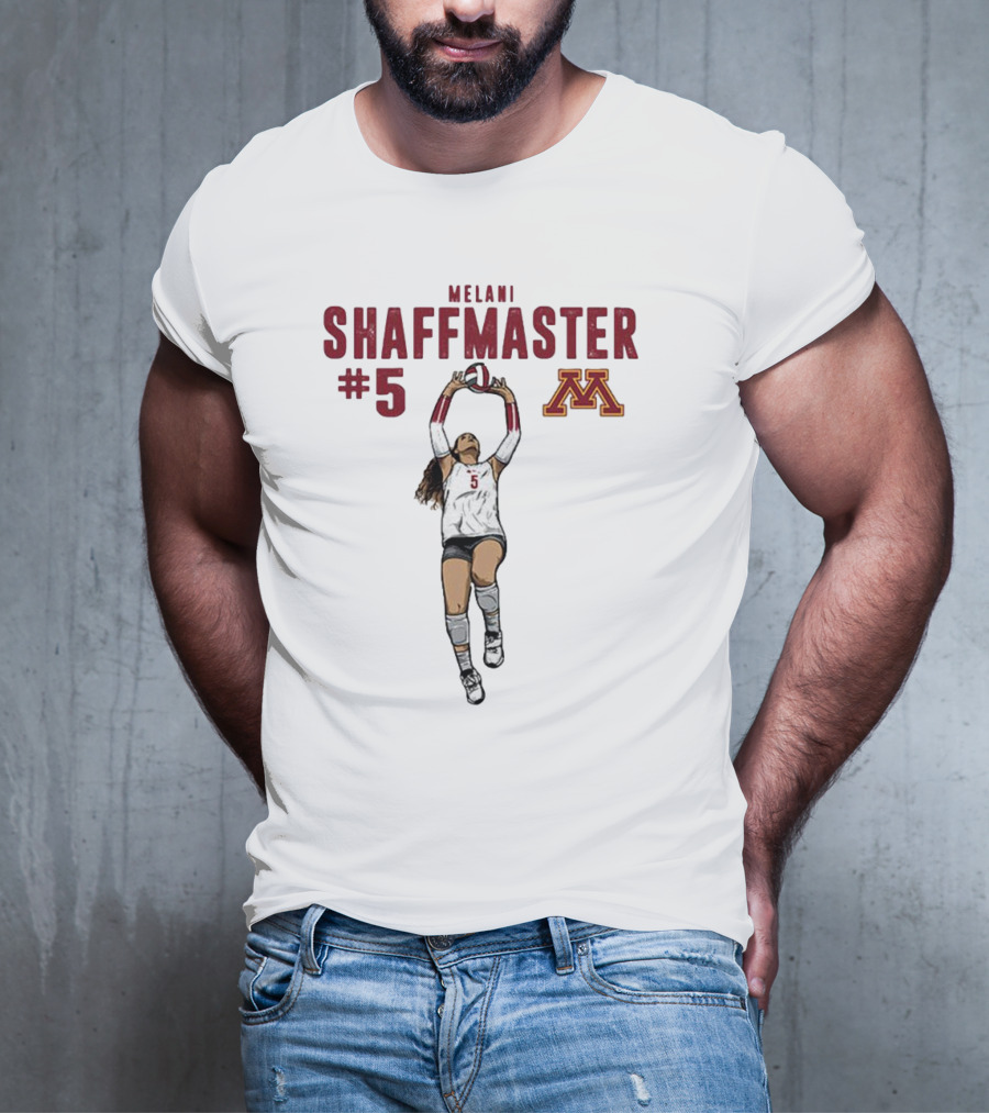 Melani Shaffmaster #5 Minnesota Volleyball Logo NCAA Caricature T-Shirt