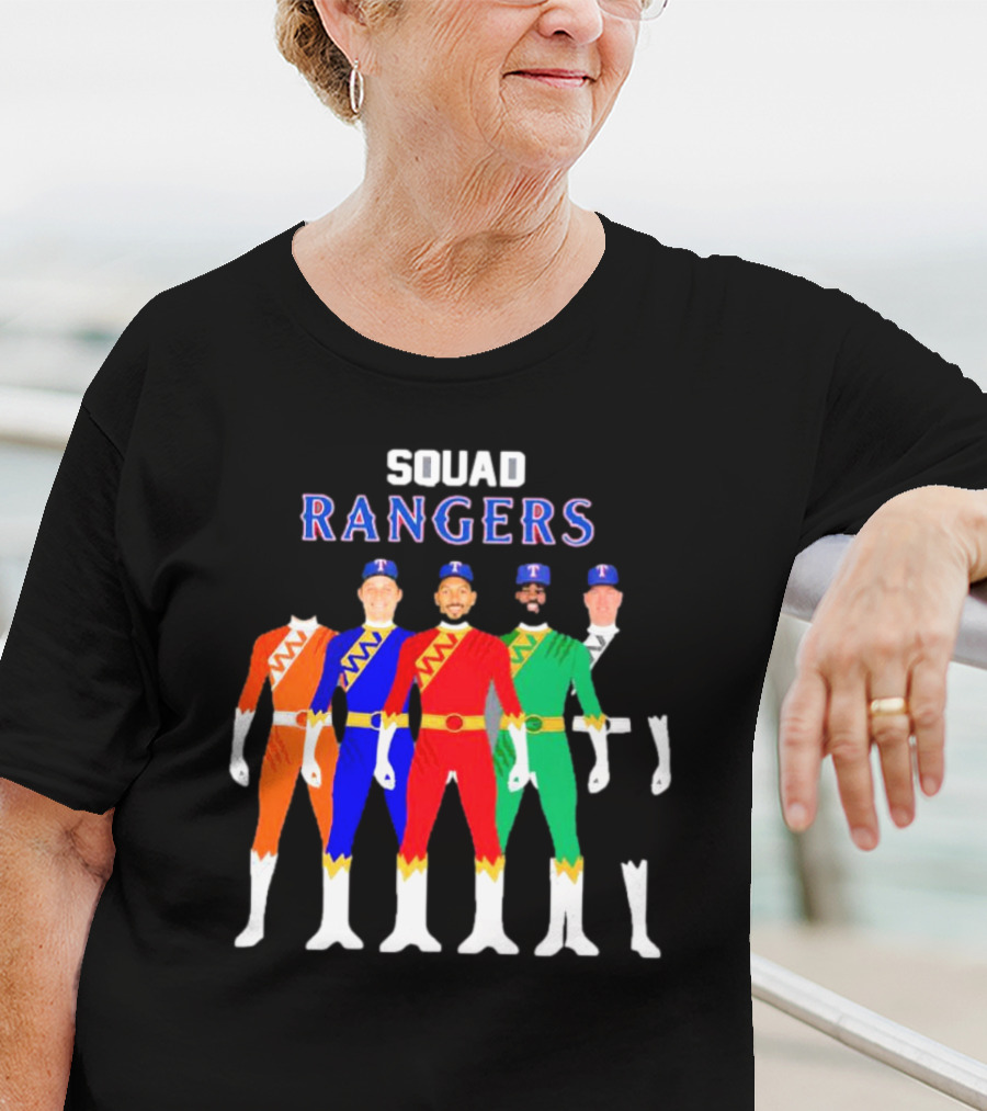 Squad Rangers Power Rangers Texas Rangers Baseball Crossover T-Shirt