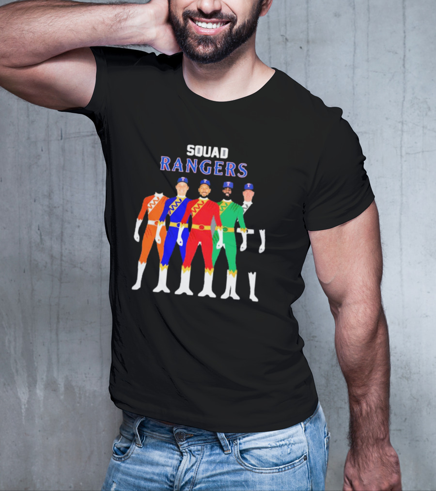 Squad Rangers Power Rangers Texas Rangers Baseball Crossover T-Shirt