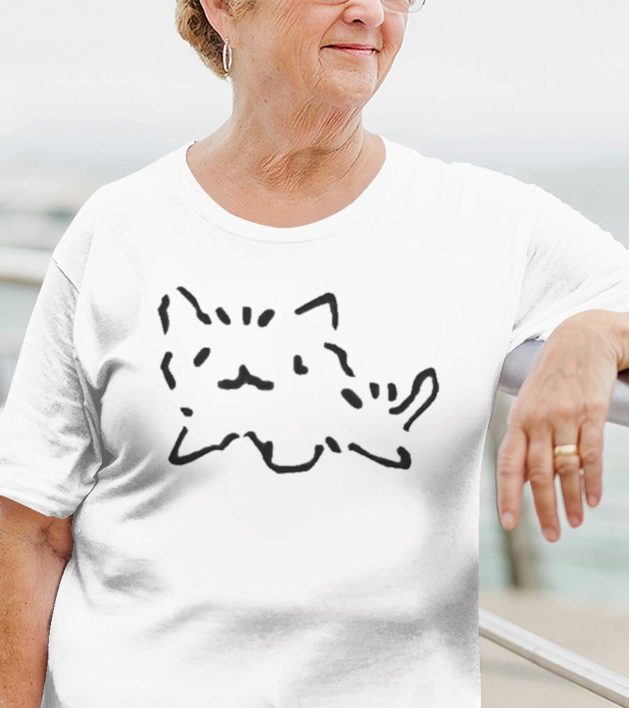 Pukicho Shop Freaky Cat Drawing T-Shirt