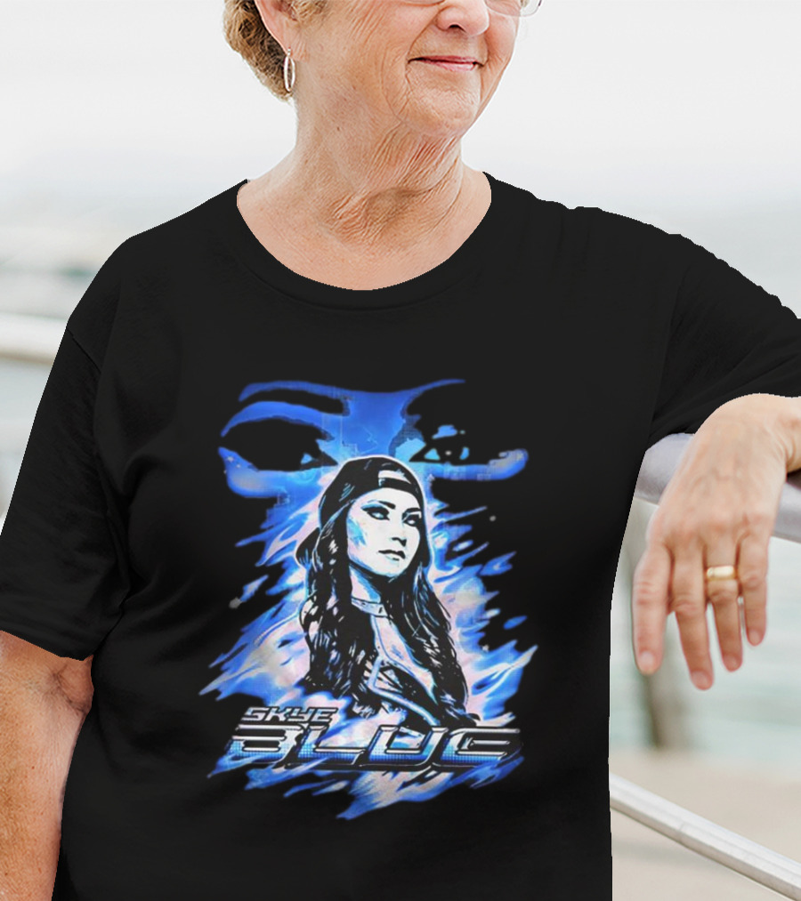 Skye Blue Spookye Blue Blue-Hued Portrait With Intense Eye T-Shirt