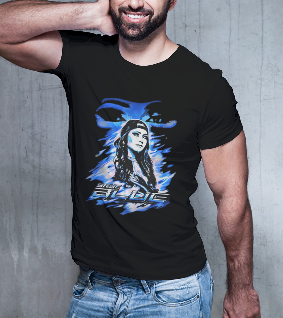Skye Blue Spookye Blue Blue-Hued Portrait With Intense Eye T-Shirt