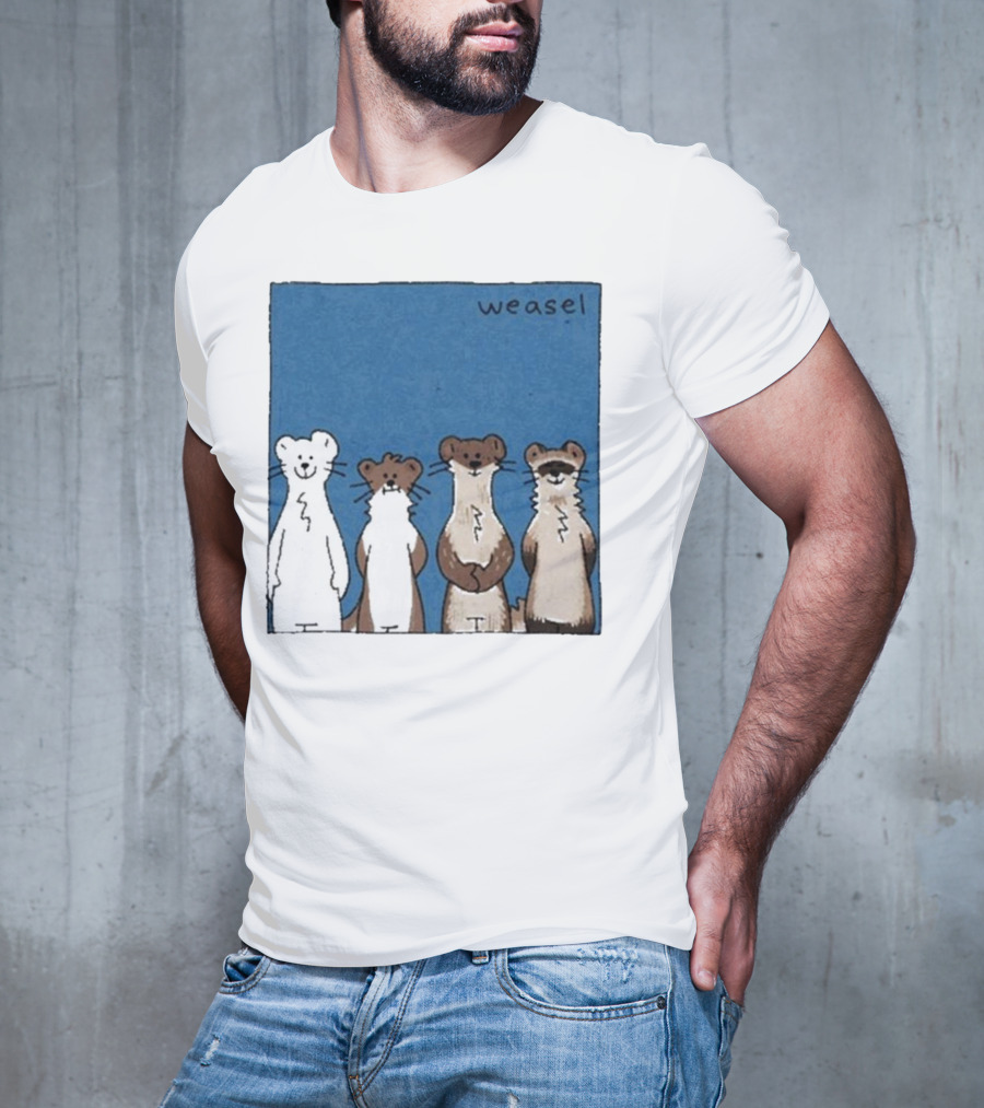 Weasel Quartet Cartoon Art Featuring Four Cute Mustelids T-Shirt