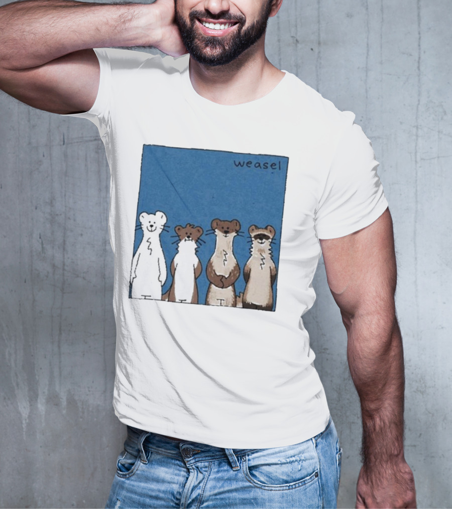 Weasel Quartet Cartoon Art Featuring Four Cute Mustelids T-Shirt