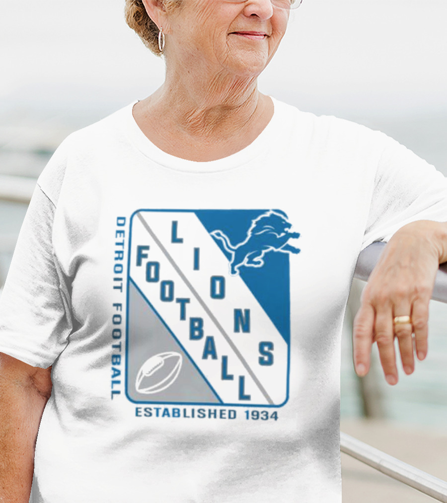 Detroit Lions Football Shield Established 1934 Iconic T-Shirt