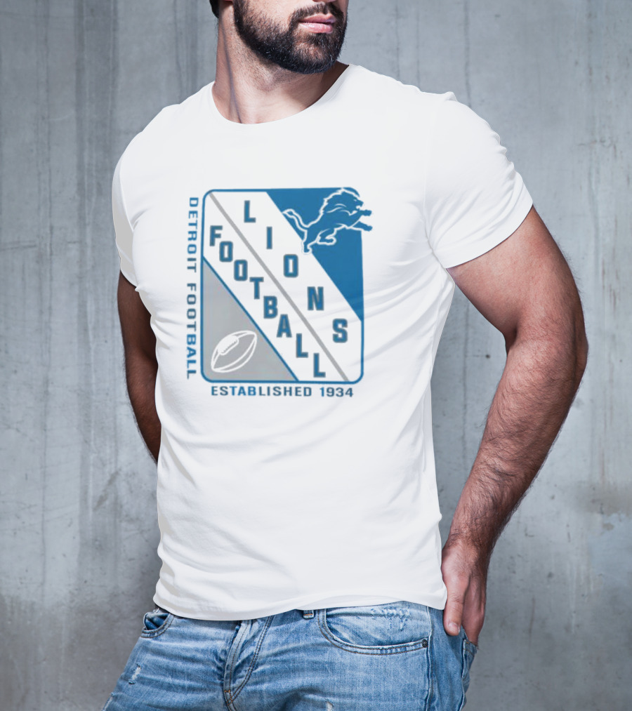 Detroit Lions Football Shield Established 1934 Iconic T-Shirt