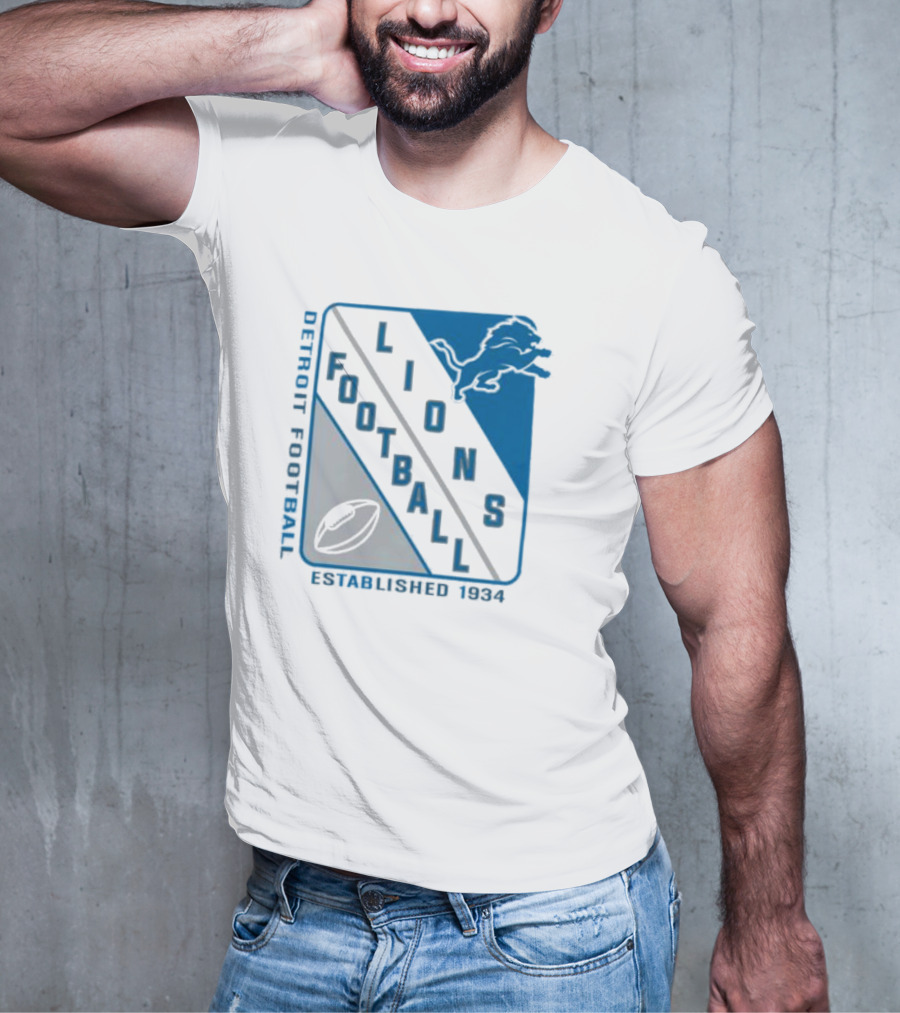 Detroit Lions Football Shield Established 1934 Iconic T-Shirt