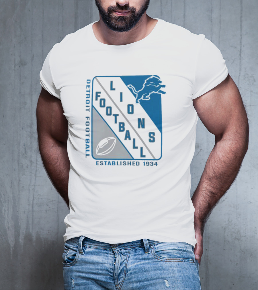 Detroit Lions Football Shield Established 1934 Iconic T-Shirt