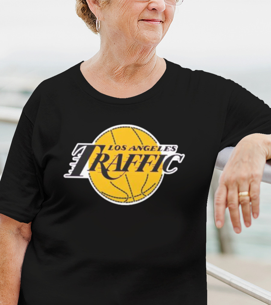 Los Angeles Traffic Basketball Yellow Circle T-Shirt