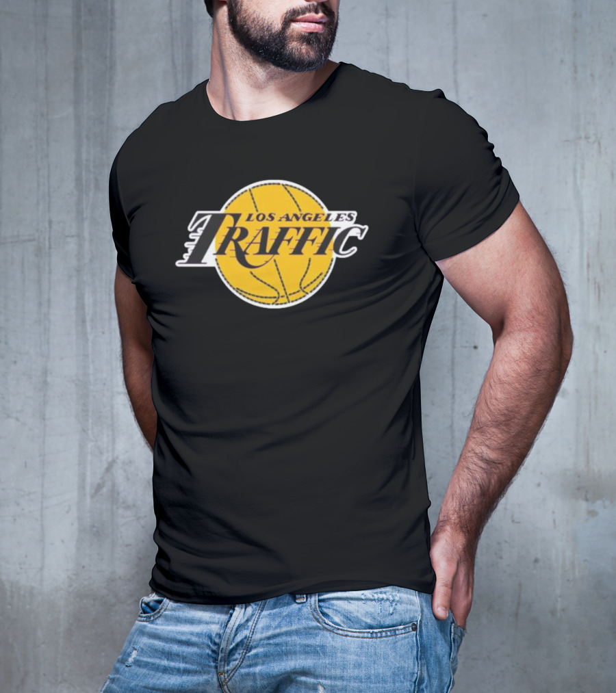 Los Angeles Traffic Basketball Yellow Circle T-Shirt