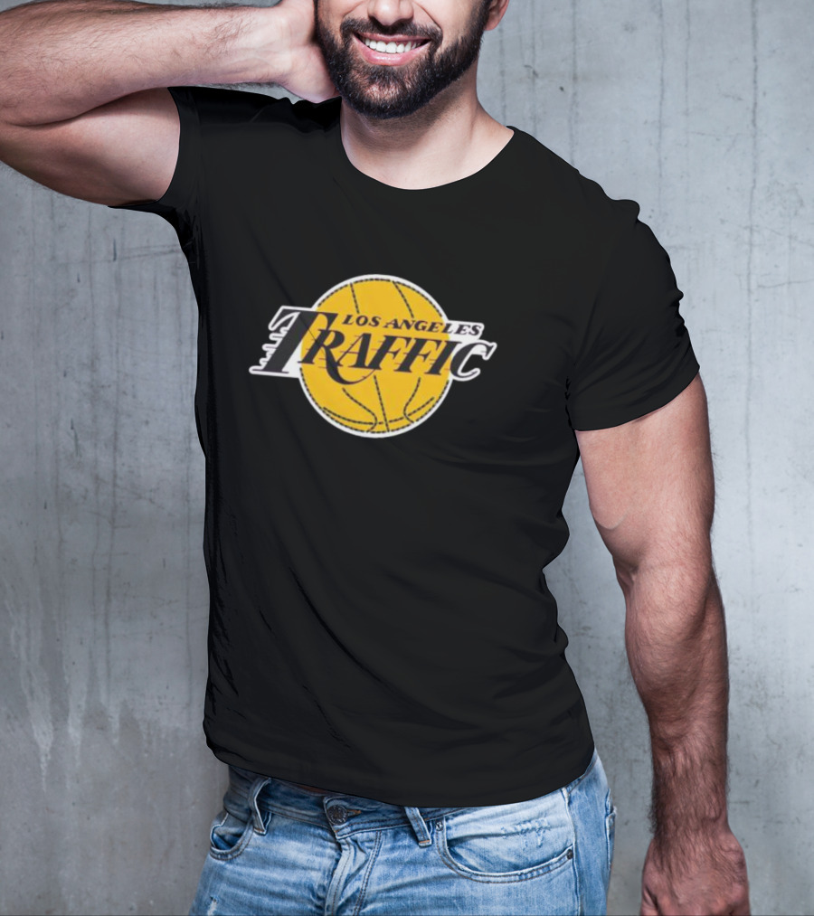 Los Angeles Traffic Basketball Yellow Circle T-Shirt