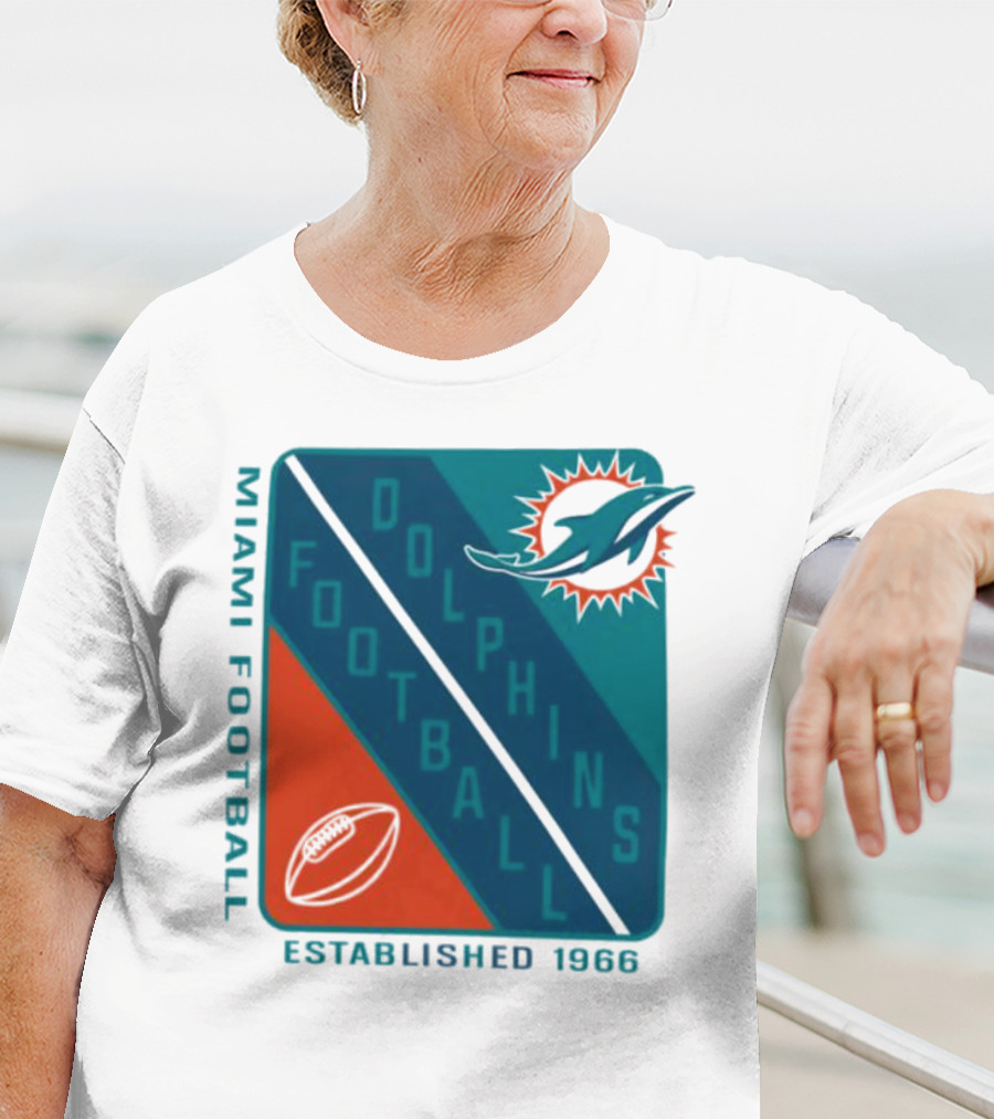 Miami Dolphins Football Established 1966 Logo Shield T-Shirt