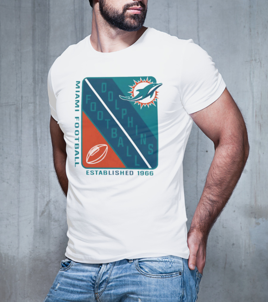 Miami Dolphins Football Established 1966 Logo Shield T-Shirt