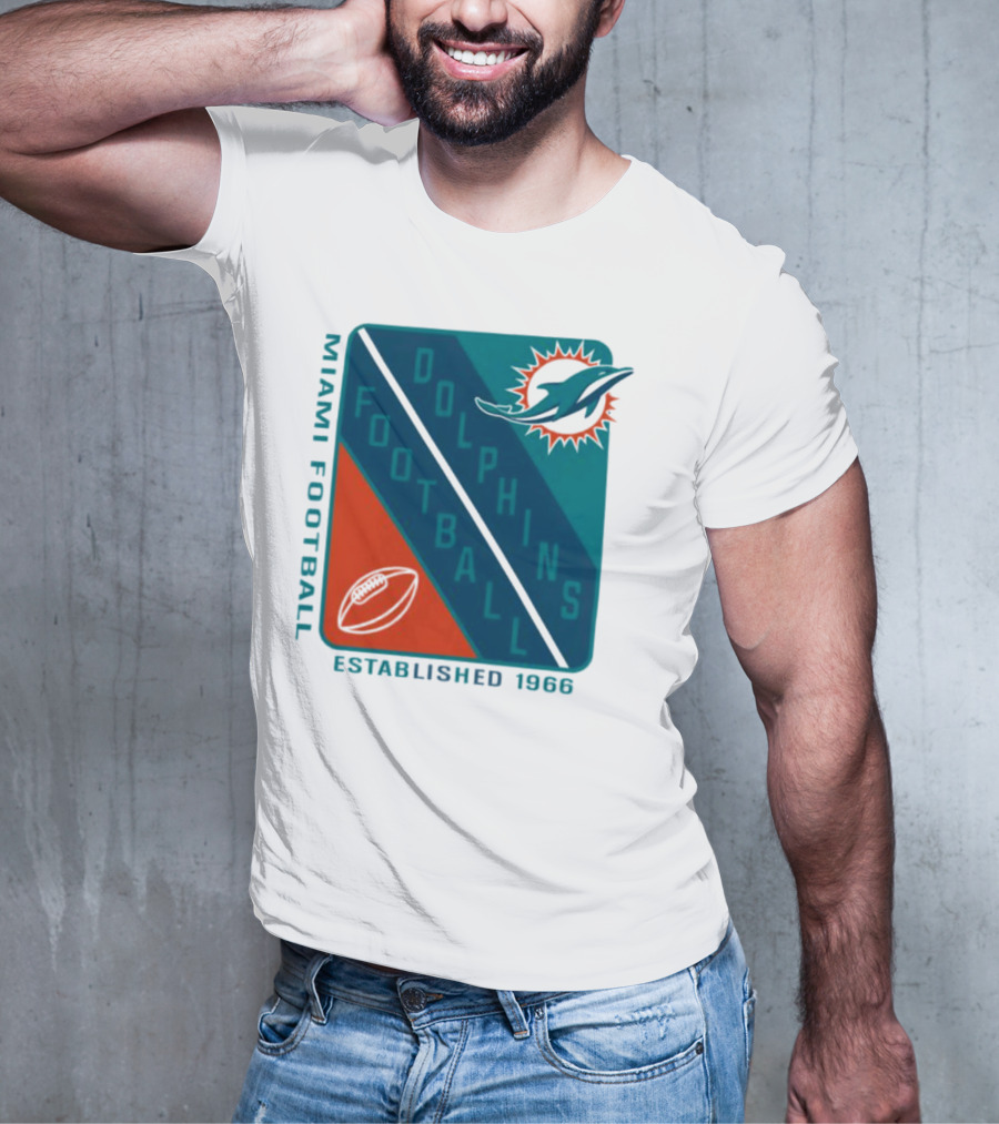 Miami Dolphins Football Established 1966 Logo Shield T-Shirt