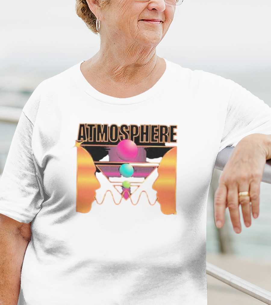 Atmosphere Talk Talk Retro Futuristic Geometric Face Profile T-Shirt
