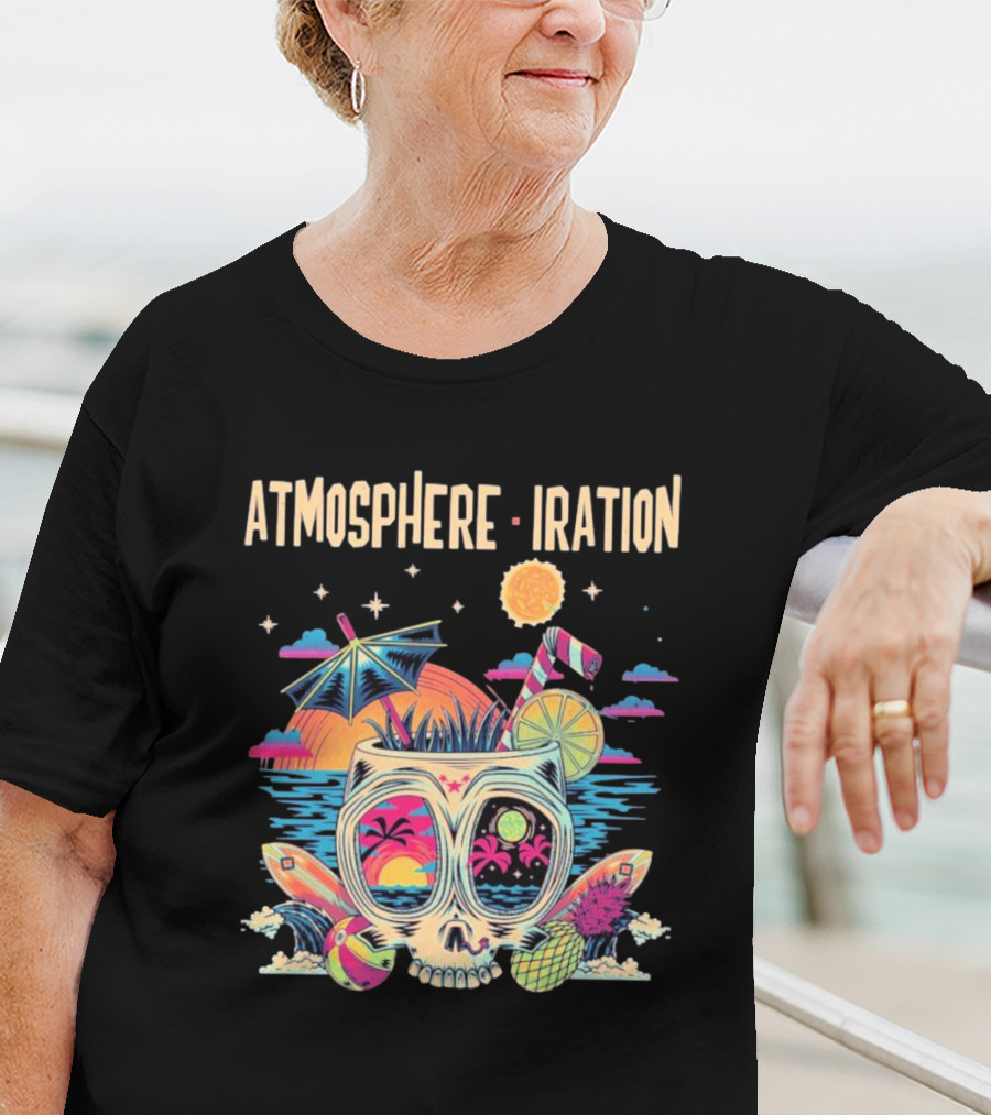 Atmosphere Iration Tropical Skull Beach Paradise T-Shirt