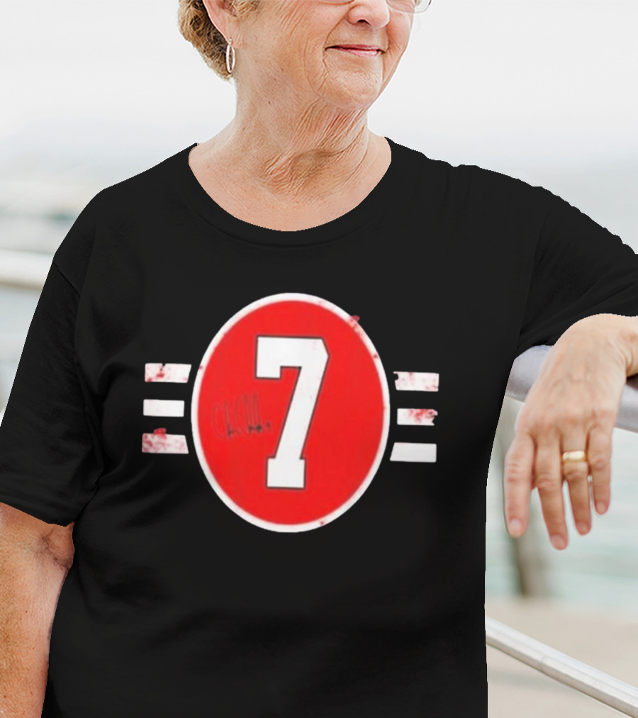 Chicago Blackhawks 7 Chris Chelios Hockey Number Red Black White T-Shirt