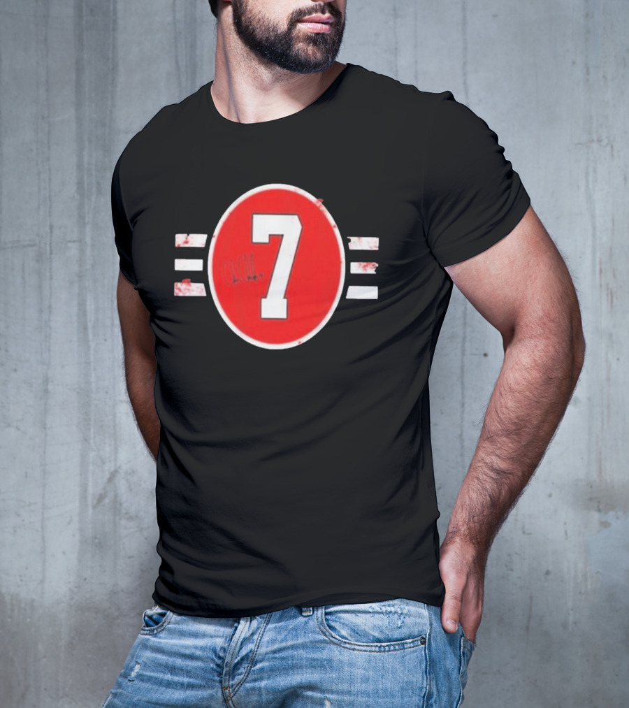 Chicago Blackhawks 7 Chris Chelios Hockey Number Red Black White T-Shirt