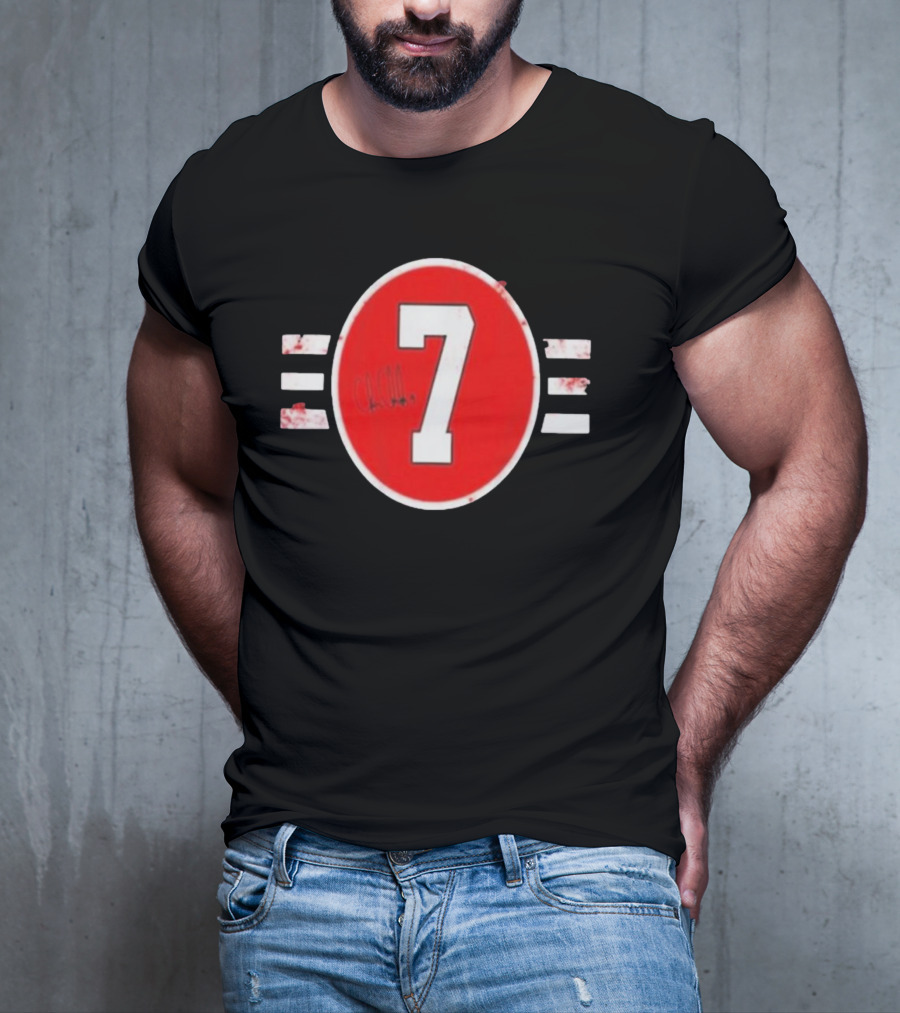 Chicago Blackhawks 7 Chris Chelios Hockey Number Red Black White T-Shirt