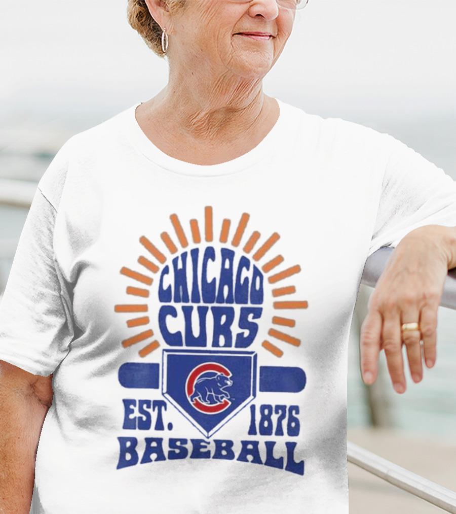 Chicago Cubs Youth Est. 1876 Baseball Sun Burst T-Shirt