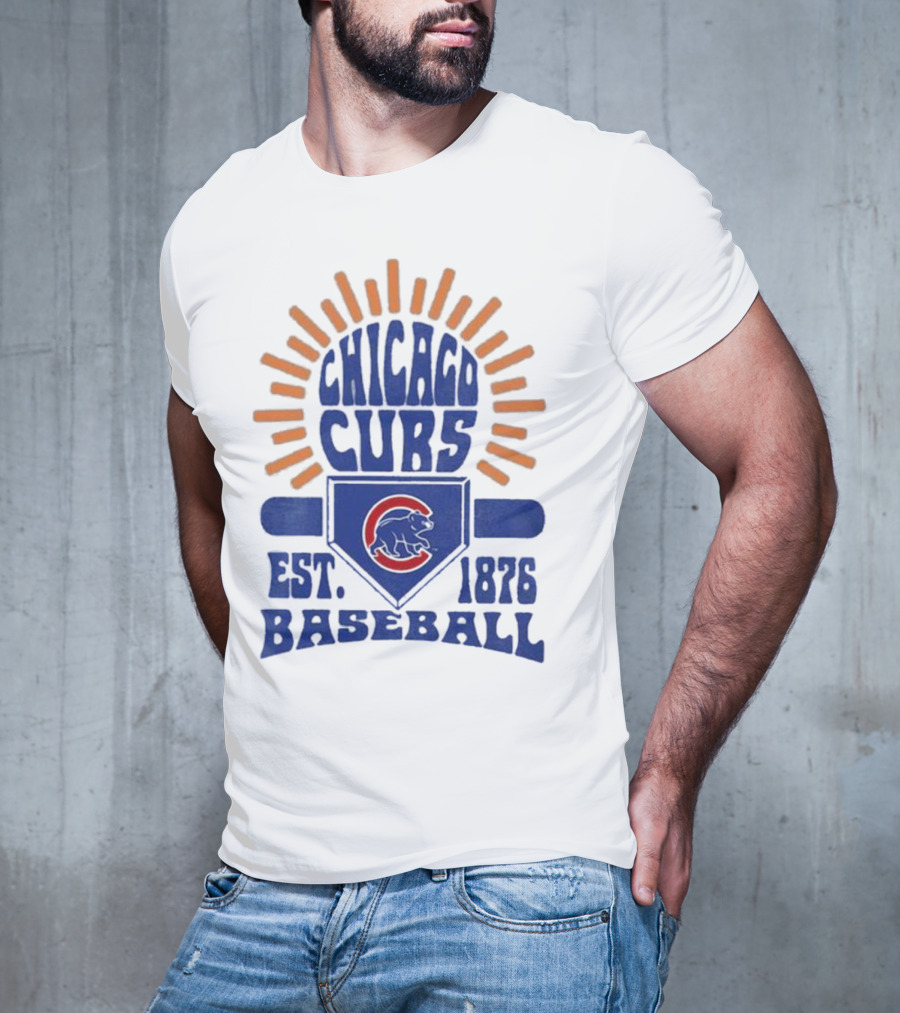 Chicago Cubs Youth Est. 1876 Baseball Sun Burst T-Shirt