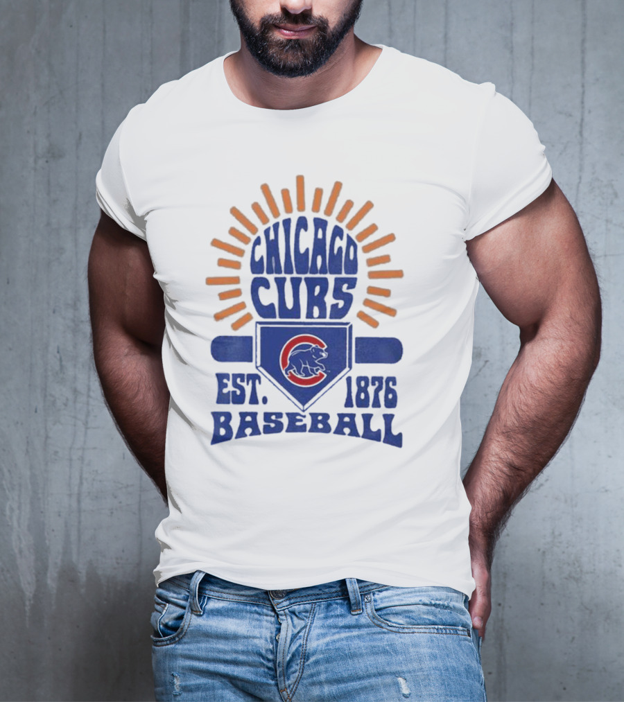 Chicago Cubs Youth Est. 1876 Baseball Sun Burst T-Shirt