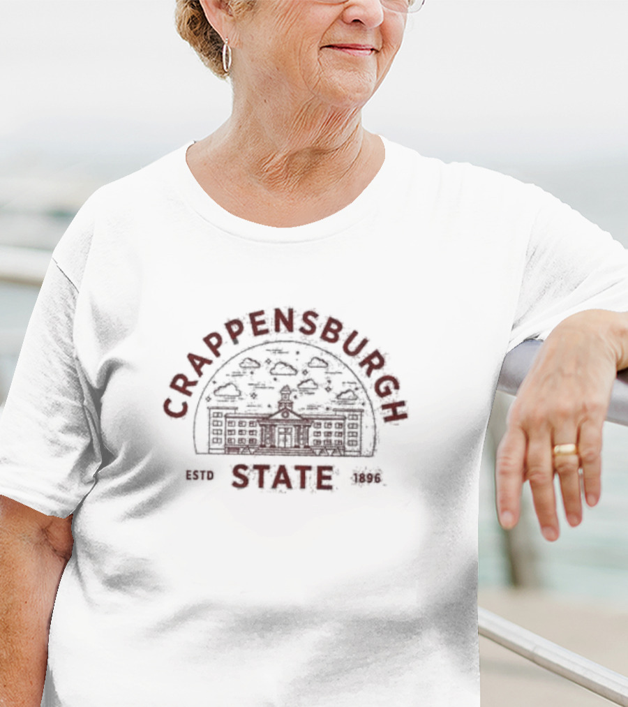 Crappensburgh State Estd 1896 With Vintage Campus Sketch T-Shirt