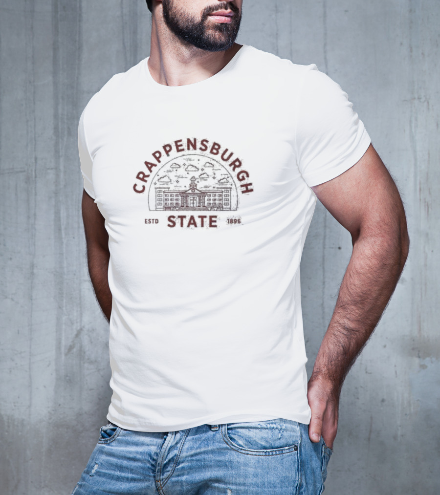 Crappensburgh State Estd 1896 With Vintage Campus Sketch T-Shirt